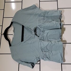 Dusty Blue Keyhole Crop Top